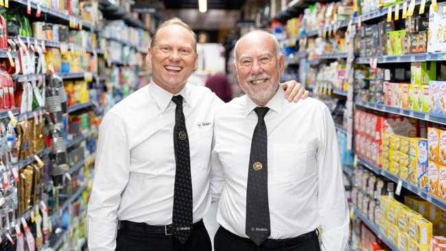 Roger Drake (right) and John-Paul Drake (left) bosses of Drakes Supermarkets. Picture: Supplied