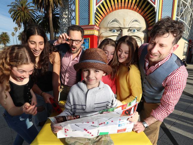 St Kilda Arts Alive. Four year old Caspian Kiddle [front] ready to lead the crew on an Art Crawl throughout St Kilda. Picture: Alex Coppel