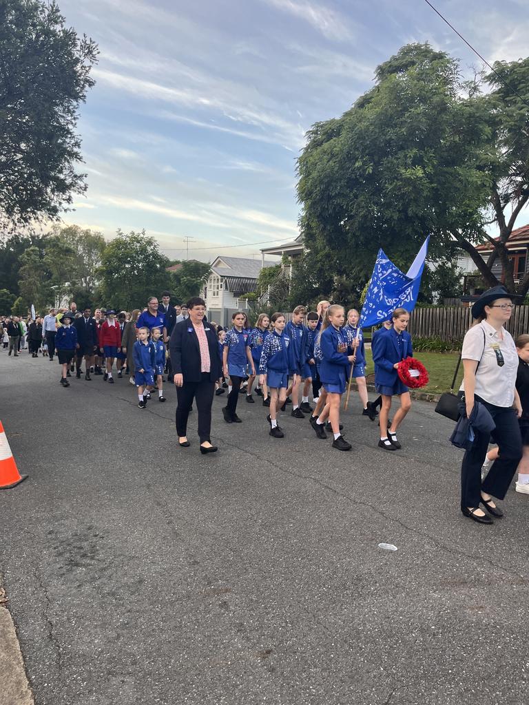 Anzac Day commemorations at Mitchelton, near Brisbane's Enoggera Barracks. Picture: Kara Sonter