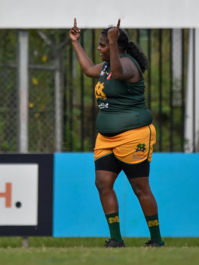 Kaitlyn Armstrong kicked 12 goals against Palmerston in Round 16. Picture: Tymunna Clements / AFLNT Media.