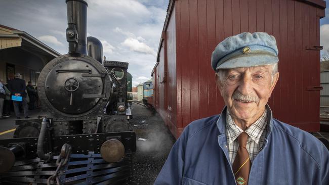 Driver Tony Coen is chuffed on trains. Picture: Chris Kidd