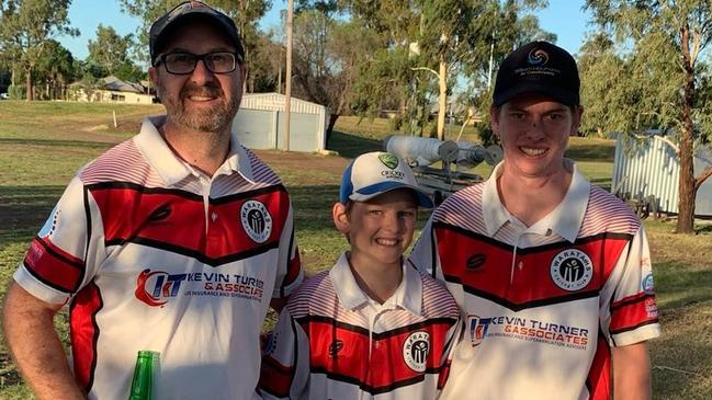 Tim, Lachlan and Joshua Hart after a senior cricket match. Picture: contributed