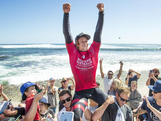 Reigning world champion John John Florence after winning the Drug Aware Margaret River Pro.