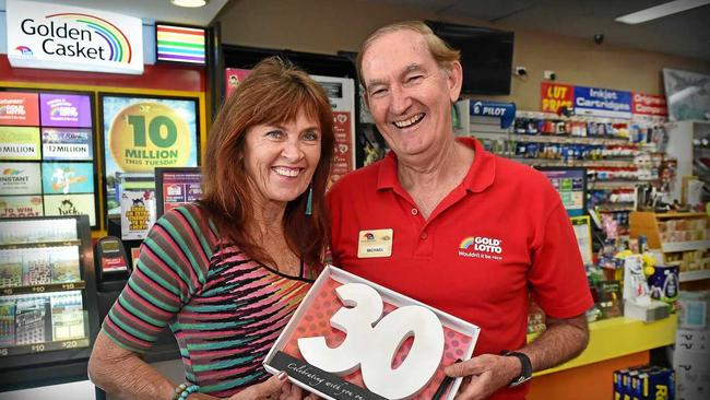 WINNERS: Carmel and Michael Parkinson are celebrating 30 years of owning newsagents on the Coast. Picture: Patrick Woods