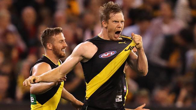 Jack Riewoldt and Richmond were on top of the world after beating Melbourne in Round 5. Picture: Michael Klein