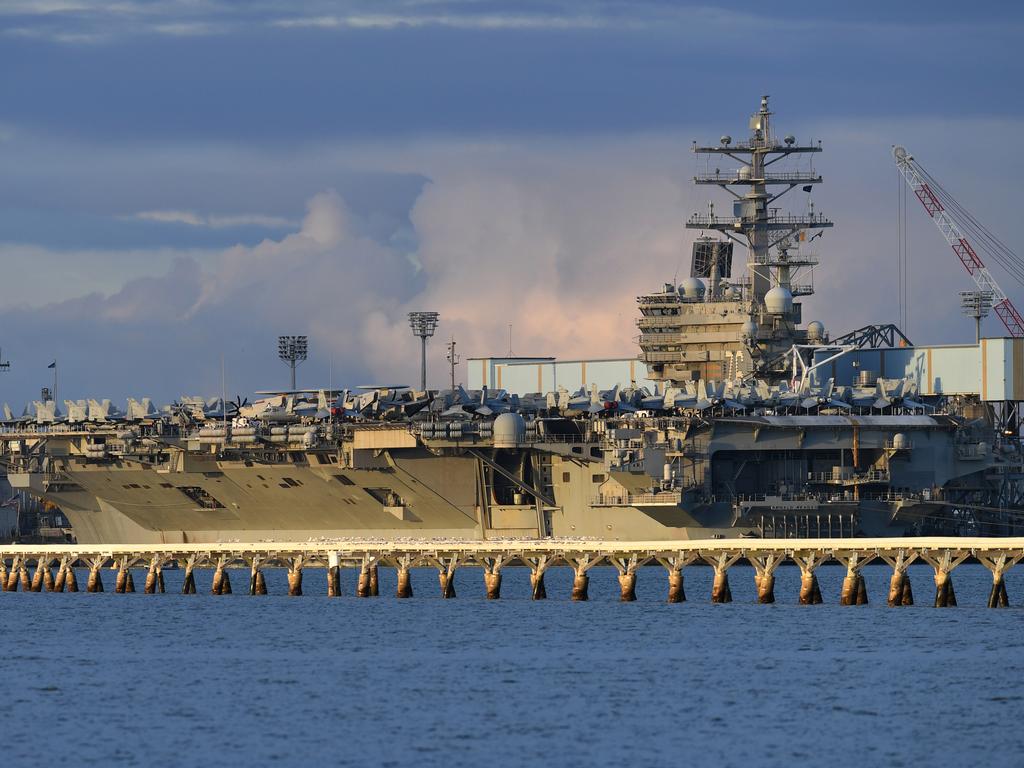 The USS Ronald Reagan is seen docked at the Port of Brisbane ahead of the Talisman Sabre 2019 exercises. Picture: Dan Peled/AAP