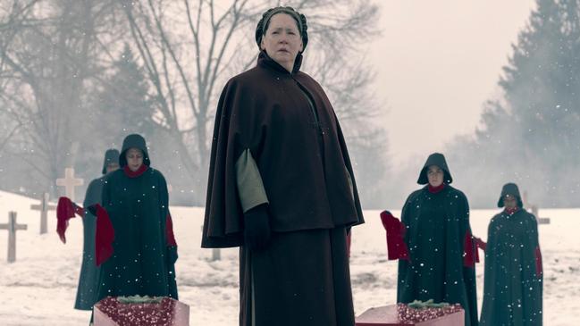 Aunt Lydia, centre, in the TV adaptation of A Handmaid's Tale