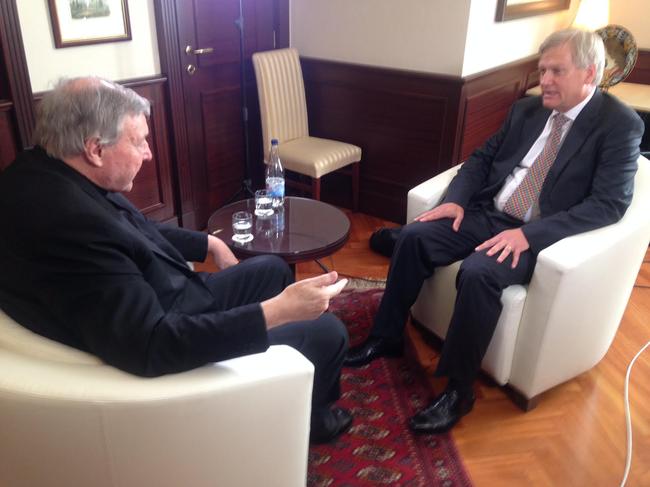 Cardinal George Pell and Daily Telegraph columnist Andrew Bolt in Rome.