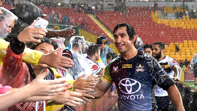 Johnathan Thurston with fans after his testimonial game.