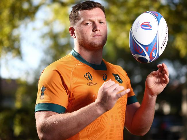 SAINT-ETIENNE, FRANCE - SEPTEMBER 15: Angus Bell poses ahead of the Rugby World Cup France 2023, at La CharpiniÃÂ¨re on September 15, 2023 in Saint-Etienne, France. (Photo by Chris Hyde/Getty Images)