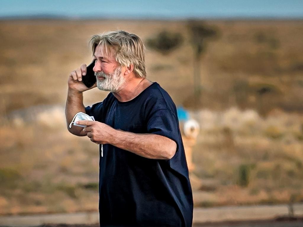 Alec Baldwin is pictured in the car park of a Santa Fe police station after the death of Halyna Hutchins. Picture: Jim Weber/Santa Fe New Mexican