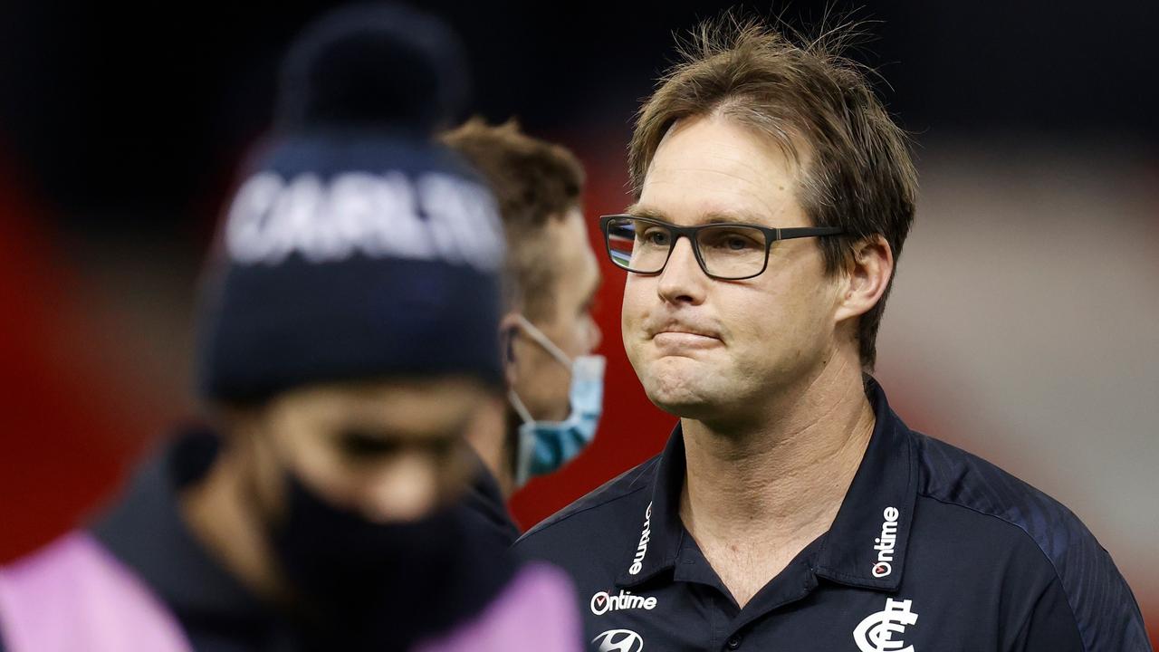 The pressure is mounting on Blues coach David Teague. Picture: Michael Willson/AFL Photos