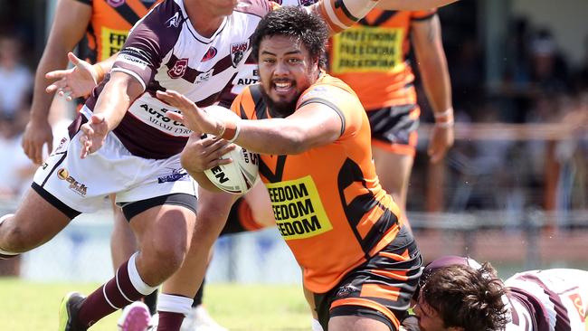 Photos from the opening round of the RLGC A-Grade 2022 season at Tugun RLFC. Southport vs Burleigh. Denzal Ngati. 27 March 2022 Bilinga Picture by Richard Gosling