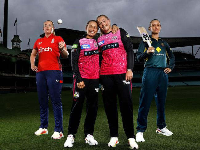 *FOR WEEKEND PAPERS* - Portrait of Sydney Sixers teammates and international cricketing rivals Ash Gardner and Sophie Ecclestone at the SCG. The Sixers play on Sunday November 11 at the SCG and on January 20 Australia will play England in an international T20 also at the Sydney Cricket Ground. Photo by Phil HillyardImage digitally altered. (Image Supplied for Editorial Use only - **NO ON SALES** - Â©Phil Hillyard )