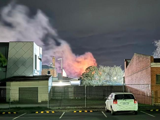 Smoke from the large blaze could be seen from nearby streets on Sunday night. Picture: Facebook