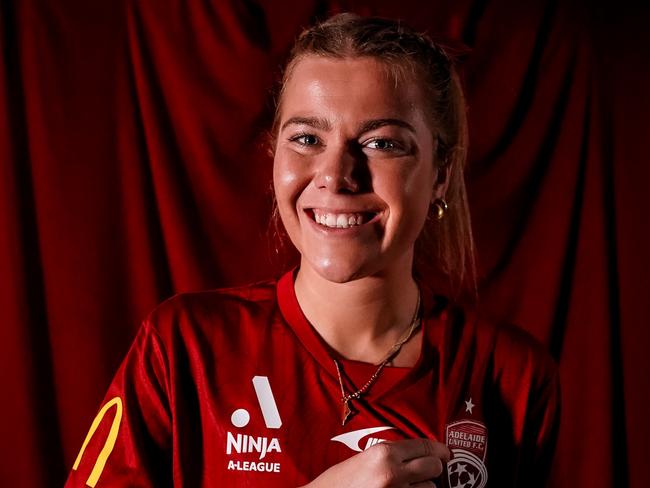 Lara Kirkby is back for a third stint with A-League's Women's club Adelaide United after finishing her college degree in America. Photo: Adelaide United media