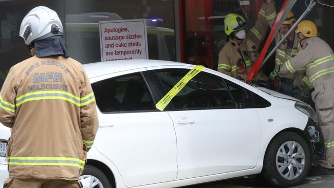 The car hit the front of a Bunnings store on Sydney Rd. Picture: David Crosling