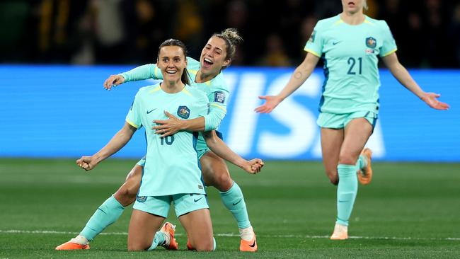 Hayley Raso celebrates after scoring against Canada. Picture: Robert Cianflone/Getty Images