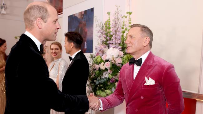 Prince William, Duke of Cambridge meets some of the cast including Daniel Craig at the "No Time To Die" World Premiere. Picture: Tim P. Whitby/Getty Images