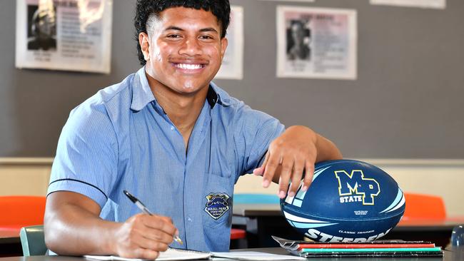 Fahmy Toilalo is a Mabel Park SHS student that has signed by the NRL club Canterbury Bulldogs.Thursday October 21, 2012. Picture, John Gass