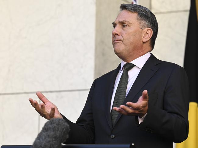 CANBERRA, AUSTRALIA - APRIL 24: The Prime Minister, Anthony Albanese, Deputy Prime Minister and Minister for Defence, Richard Marles, Minister for Defence Industry, Pat Conroy, and the Chief of the Defence Force, General Angus Campbell hold a press conference after releasing the Defense Strategic Review at Parliament House Canberra. Picture: NCA NewsWire / Martin Ollman