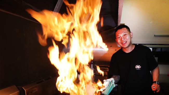 Tayta Nikkei is a new Peruvian and Japanese restaurant in the Nobbys precinct. Chef Kevin Lee cooking up a feast.. Picture Glenn Hampson