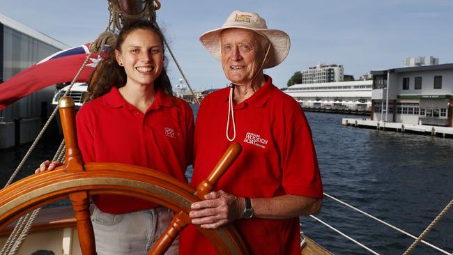 Volunteers Amillie White and John Kelly.  Call for volunteers ahead of the Australian Wooden Boat Festival 2025.  Picture: Nikki Davis-Jones