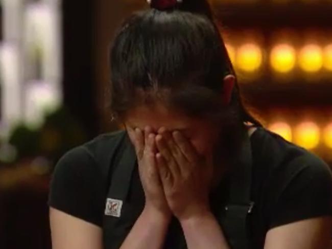 Jess Liemantara made her tearful farewell on Sunday night. Picture: Channel 10.