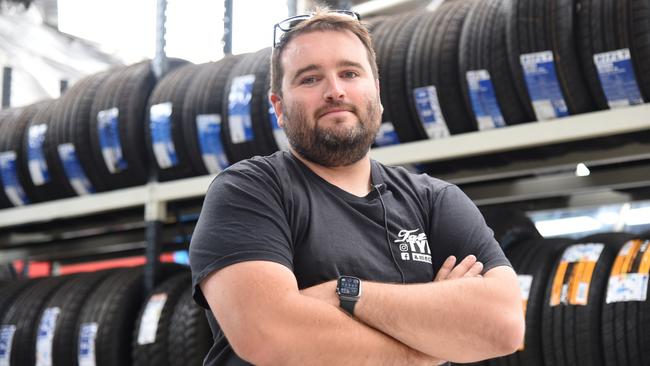 Launceston small businessman Dan Smart, owner of two Tazzy Tyres & Mechanical outlets, says he is still being burnt by a brief association with Aaron Vasicek. Picture: Alex Treacy