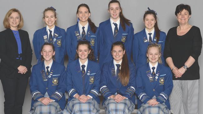 Isobel Marshall and Eloise Hall, first two students from left in the back row, in 2016 during their days at Walford Anglican School for Girls.