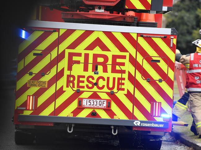 Fireys attend a house fire in Toowoomba, fire and rescue sign generic, QFES, Friday, June 23, 2023. Picture: Kevin Farmer