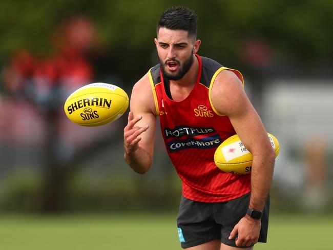 Brayden Fiorini during a Gold Coast Suns AFL training session at Metricon Stadium on May 22, 2020 in Gold Coast, Australia. (Photo by Chris Hyde/Getty Images)