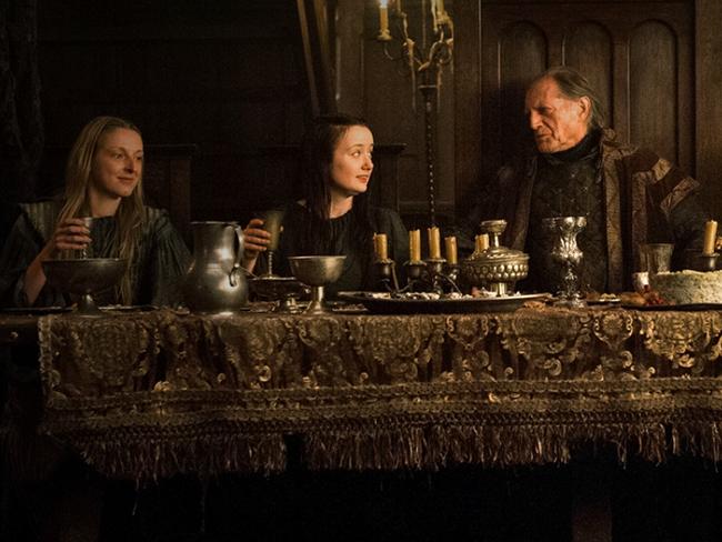 Walder Frey sits at the high table in a scene from The Red Wedding. Picture: HPO