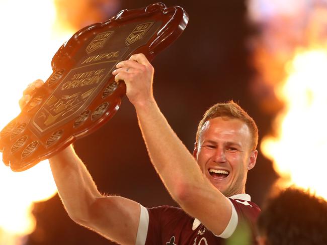 Cherry-Evans with the 2020 Origin shield. Picture: Chris Hyde/Getty Images