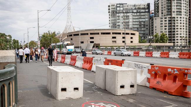 Bollards will protect some Anzac Day marches for the first time. Picture: Jake Nowakowski