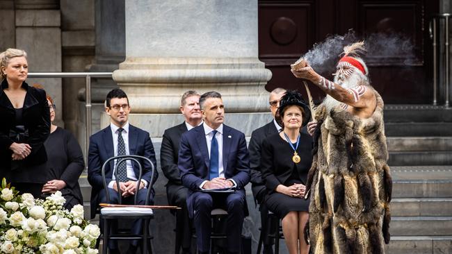 The Proclamation of the ascension of King Charles III in South Australia began with a smoking ceremony. Picture: Tom Huntley