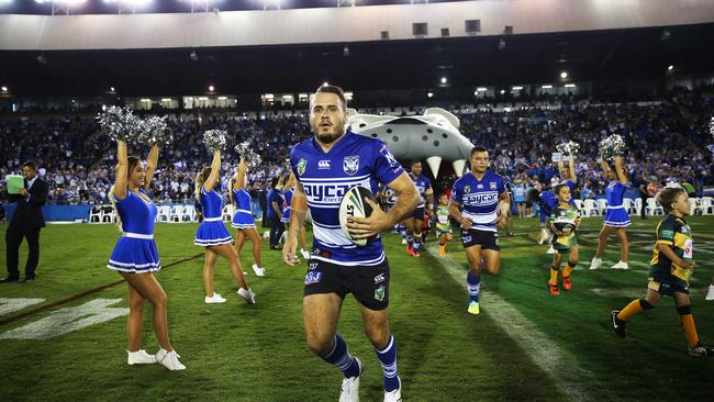 Bulldog Josh Reynolds runs out during NRL match against the Canberra Raiders. Picture: Phil Hillyard