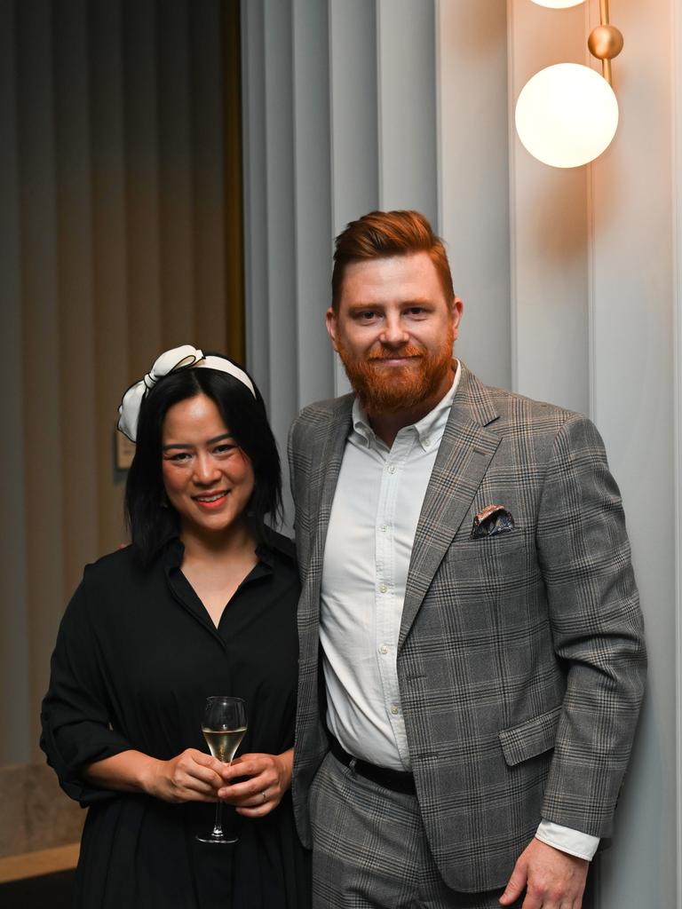 Justina Gardiner and Matt Garreffa at The Advertiser Sunday Mail, SkyCity 2023 Woman of the Year Awards. Picture: Naomi Jellicoe