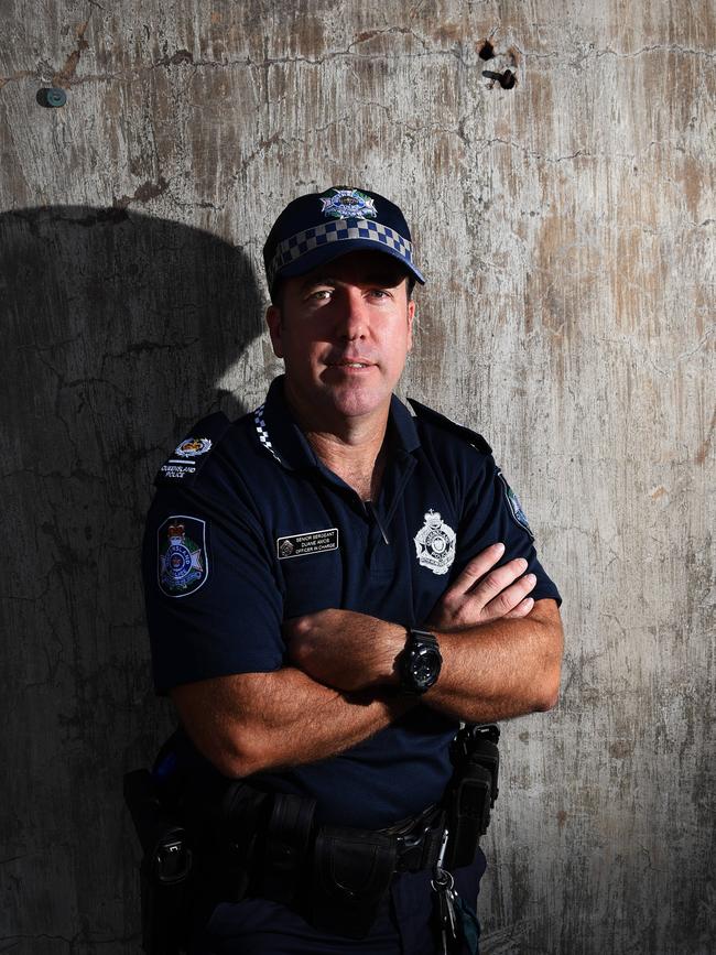 Cairns police Sen-Sgt Duane Amos is in charge of an operation targeting juvenile and itinerant crime in the Cairns CBD. Picture: Zak Simmonds