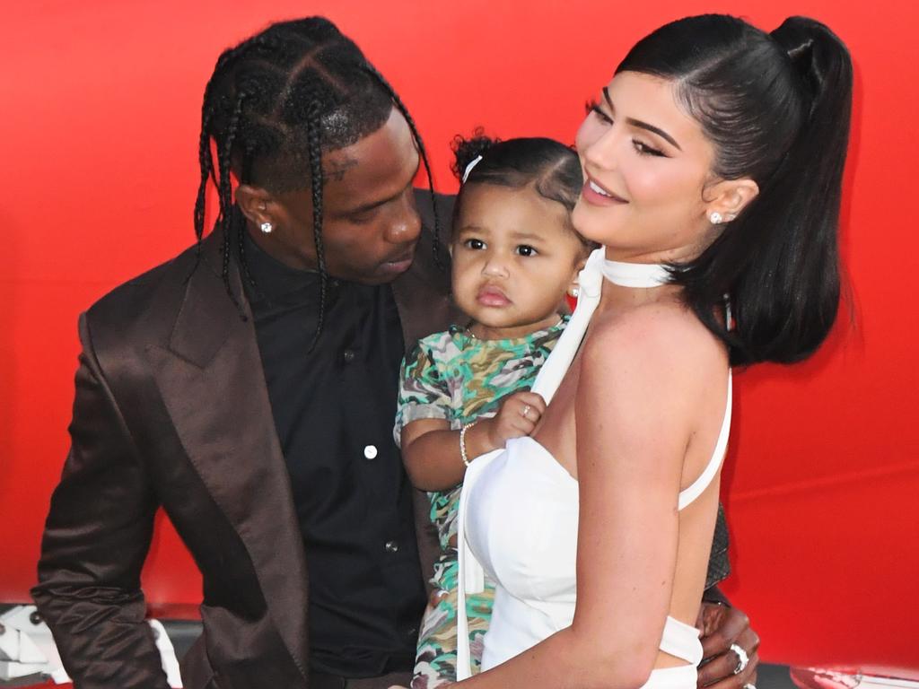 Travis Scott and Kylie Jenner with their first born, daughter Stormi. Picture: Jon Kopaloff/FilmMagic