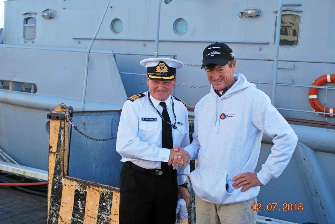 New Ship's Master Bill Fenelon at the handover of the HMNZ Manawanui. Picture: contributed