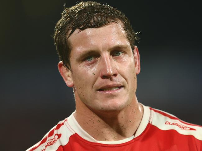 BRISBANE, AUSTRALIA - MAY 25: Jarrod Wallace of the Dolphins looks on during the round 13 NRL match between the Dolphins and St George Illawarra Dragons at Moreton Daily Stadium on May 25, 2023 in Brisbane, Australia. (Photo by Chris Hyde/Getty Images)