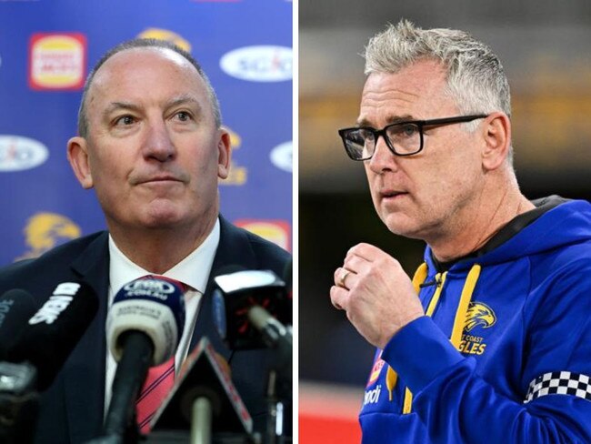 Trevor Nisbett and Adam Simpson. Photos: AAP and Getty Images