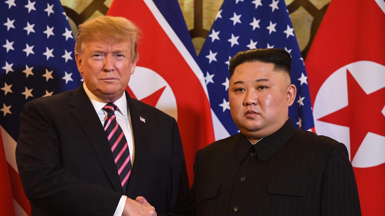 US President Donald Trump  shakes hands with North Korea's leader Kim Jong-un before a meeting at the Sofitel Legend Metropole hotel in Hanoi. Picture; AFP