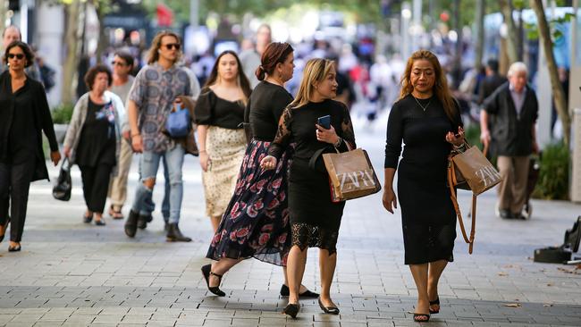 Shoppers in Perth’s CBD on Tuesday. Picture: Colin Murty