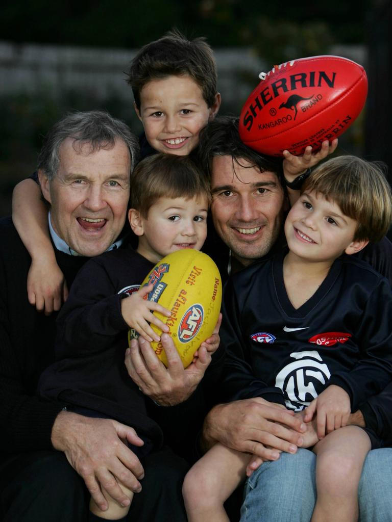 Sergio, Stephen Silvagni and Stephen’s sons Jack, 7, (back), Ben, 5, (right) and Tom, 2, (left) in 2007.