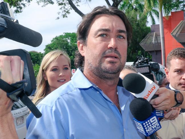 Matt Wright attends Darwin Local Court on charges linked to the death of his ÃOutback WranglerÃ co star Chris ÃWillowÃ Wilson.Picture: Glenn Campbell