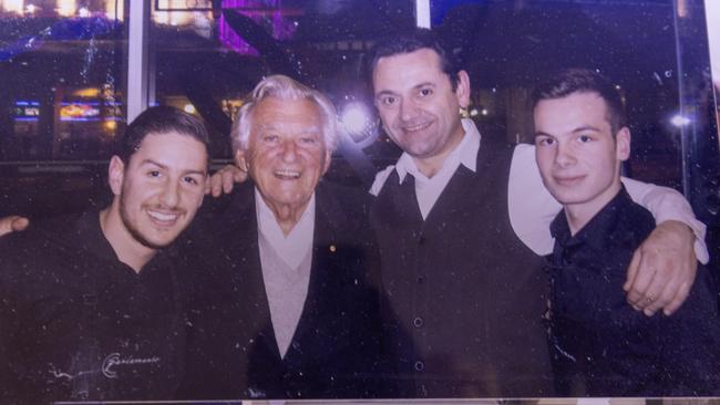 Bob Hawke with staff. Picture: Ben Clark