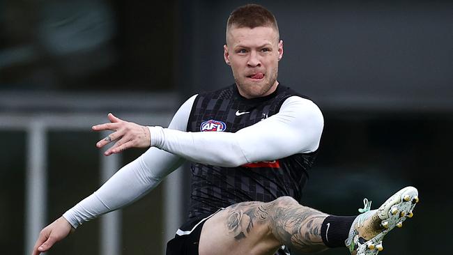 Jordan De Goey at Collingwood training. Picture: Michael Klein