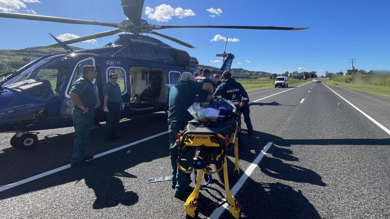 The Toowoomba-based LifeFlight aeromedical crew airlifted a man in his 60s to hospital following a farming incident in the Lockyer Valley on April 17, 2025.